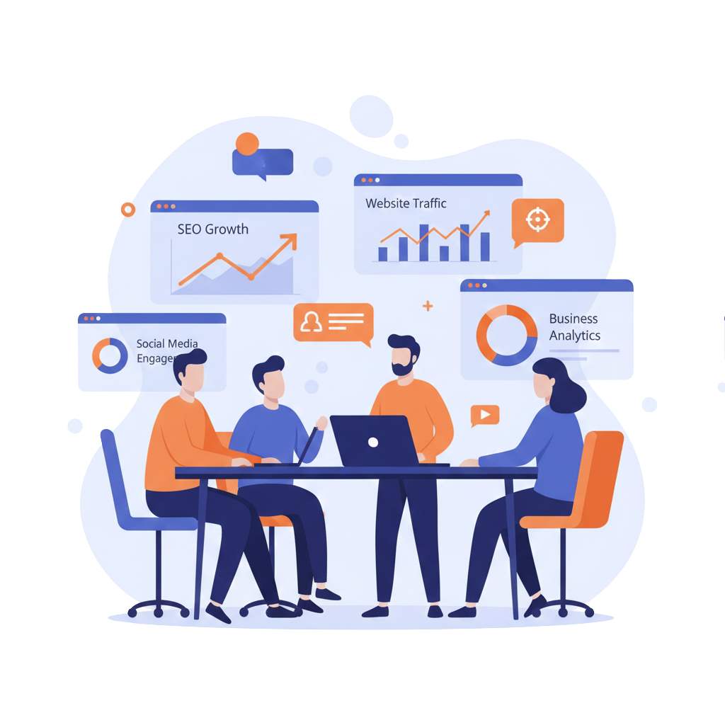 digital marketing agency team working on growth strategy