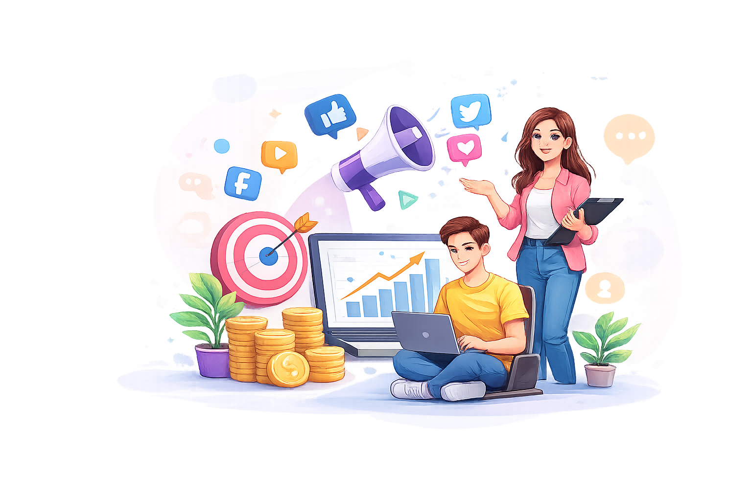 Digital marketing growth illustration